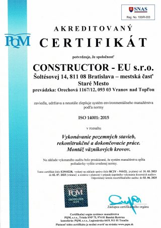 Certifikát ISO 14001