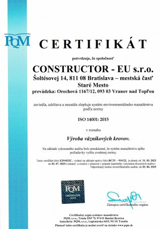 Certifikát ISO 14001